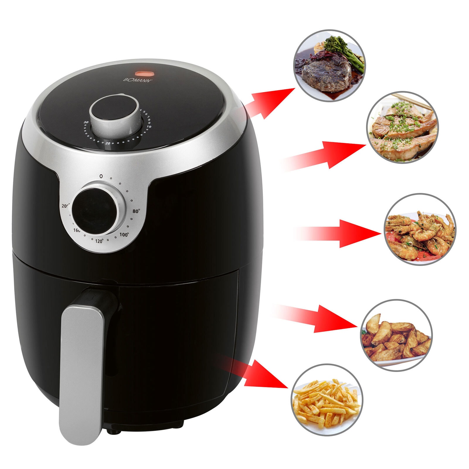 BOMANN Heißluft-Fritteuse FR 6050 H CB 1,8 L schwarz
