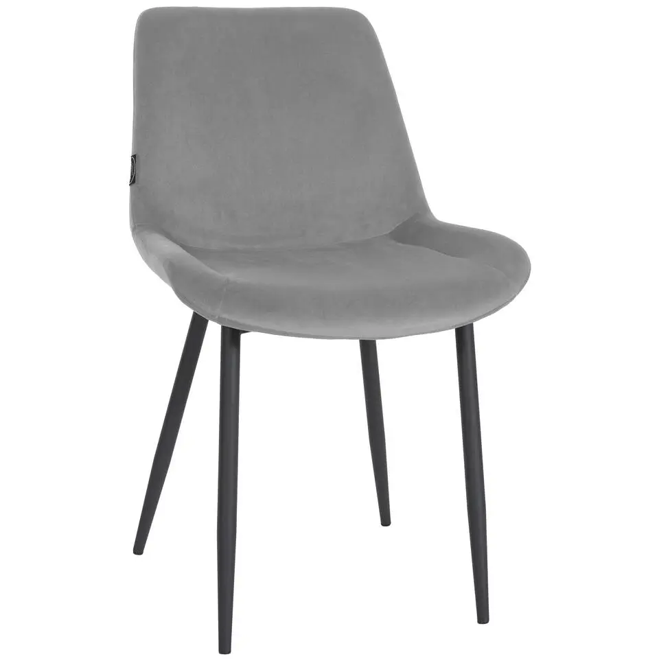 CLP Eetkamerstoel Victoria zwart Frame - Fluweel - grijs