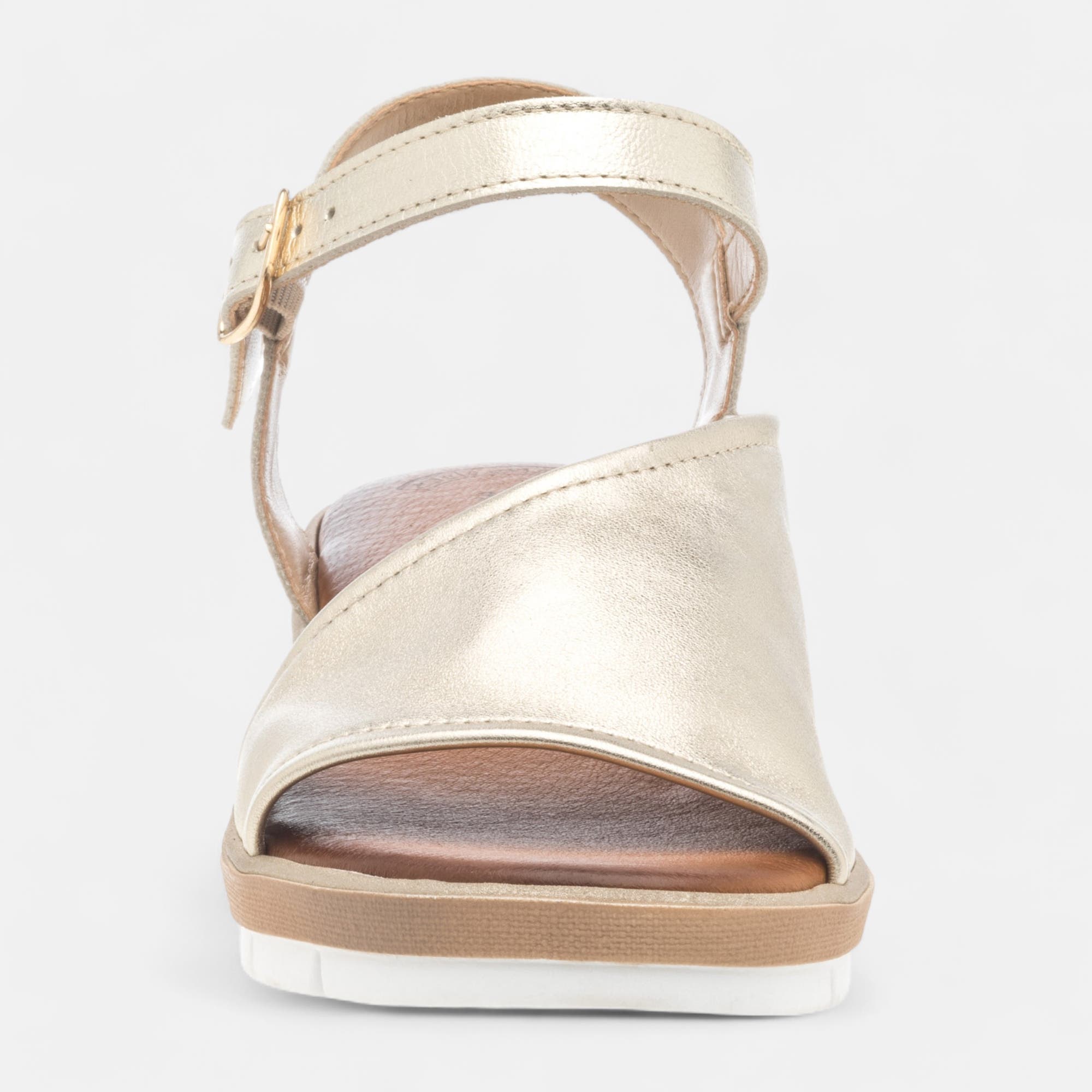 Sandales à talon compensé Femme en cuir or