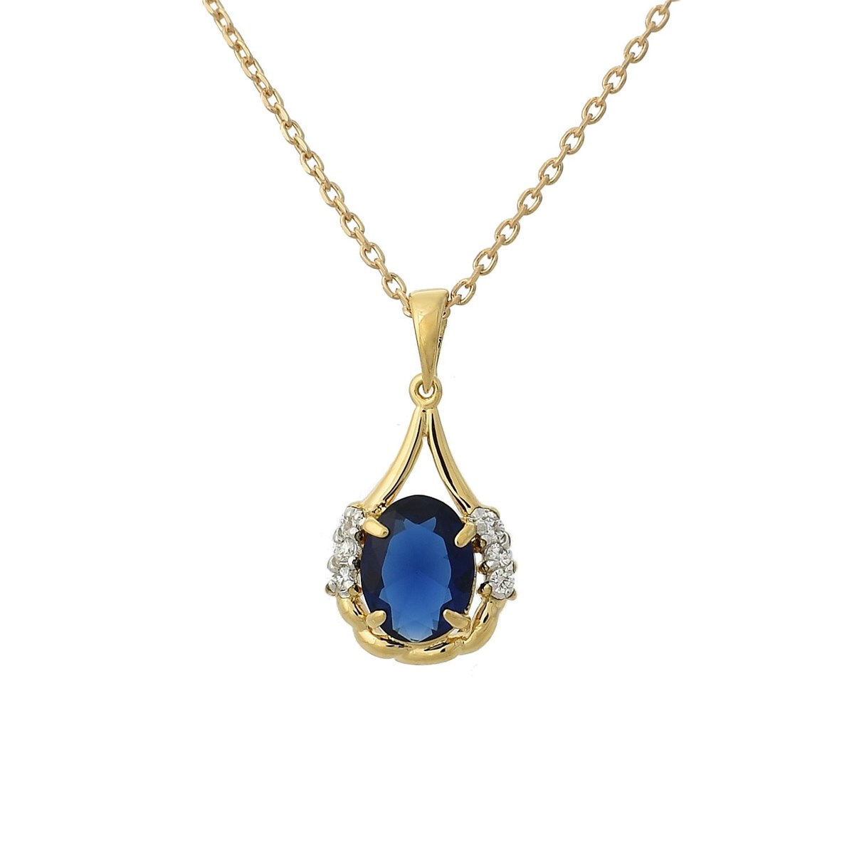 Collier goutte oxyde de zirconium bleu roi Plaqué OR 750 3 microns