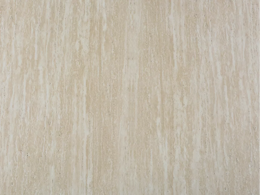 Table à manger extensible 4 à 12 personnes en MDF - Effet travertin beige - SIDRINA