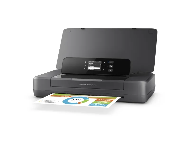 HP Officejet 200 Mobile Printer - Printer - farve - blækprinter - A4/Legal - 1200 x 1200 dpi - op til 20 spm (mono) / op til 19 spm (farve) - kapacitet: 50 ark - USB 2.0, USB vært, Wi-Fi
