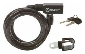AUVRAY - Antivol Vélo Spirale ø8mm - Longueur 150 cm Avec Support - Acier Tressé - Fiable et Résistant