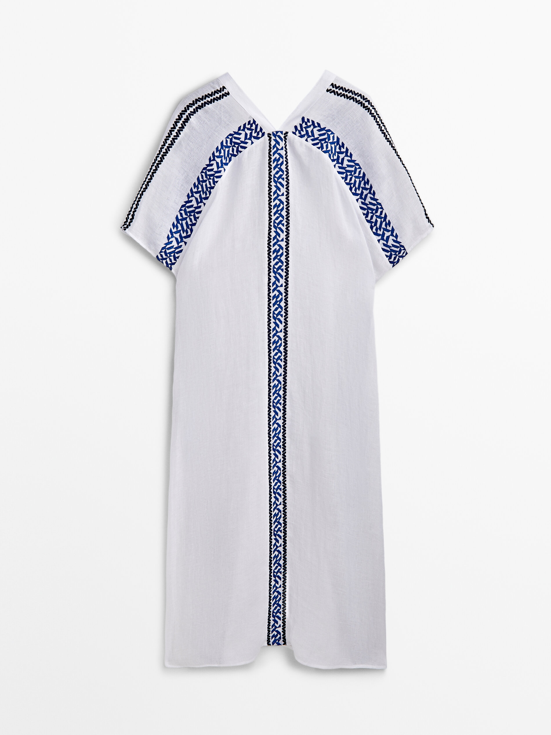 Blusa Maxi de Linho Bordada - BRANCA