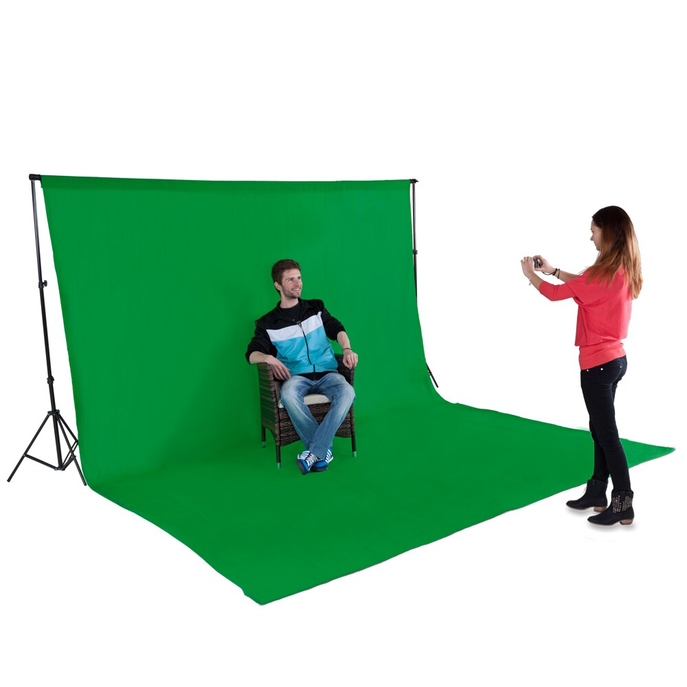 tectake® Fotohintergrund-Set, 6 x 3 m, mit 2 Teleskopständern aus Aluminium, inklusive Tragetasche