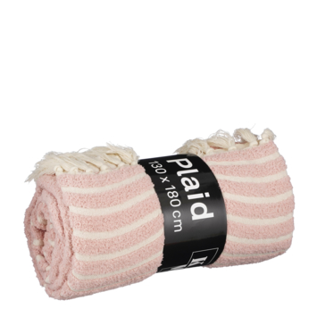 Plaid streep l.roze - l180xb130cm