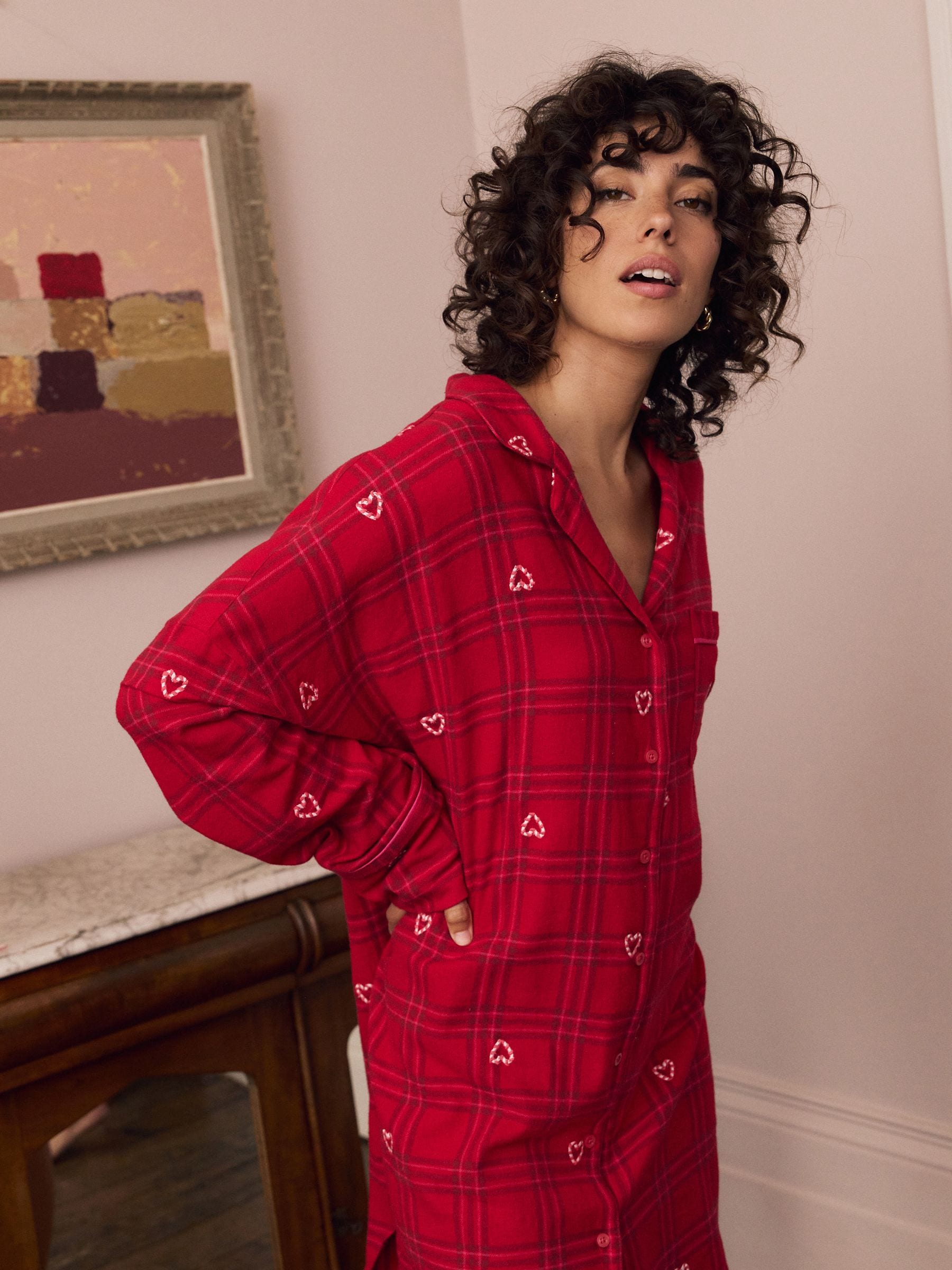 Bordeauxrood - 100% Cotton Flannel Nightshirt