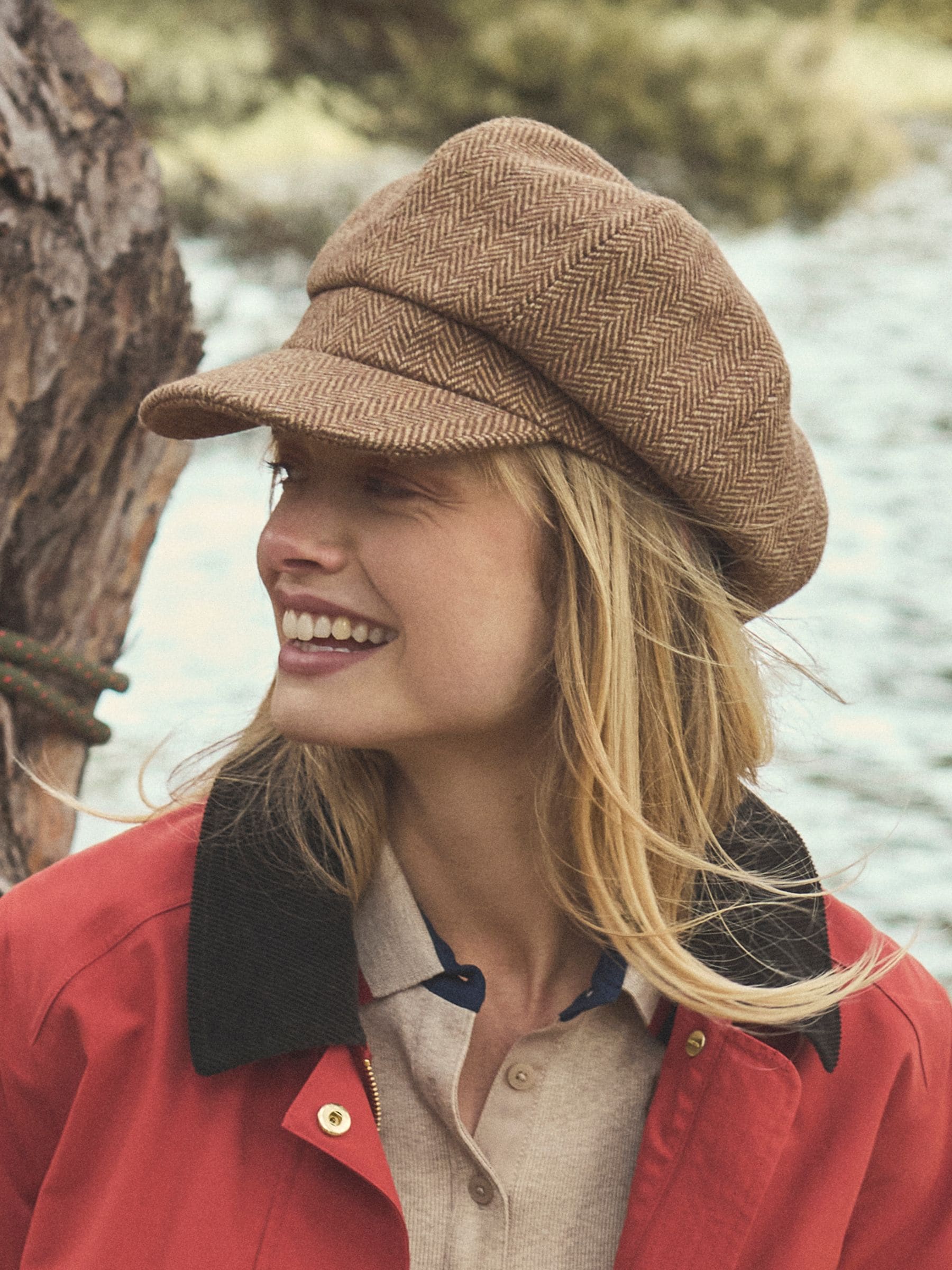 Lichtbruin - Joules Elvaston tweed Baker Boy hoed