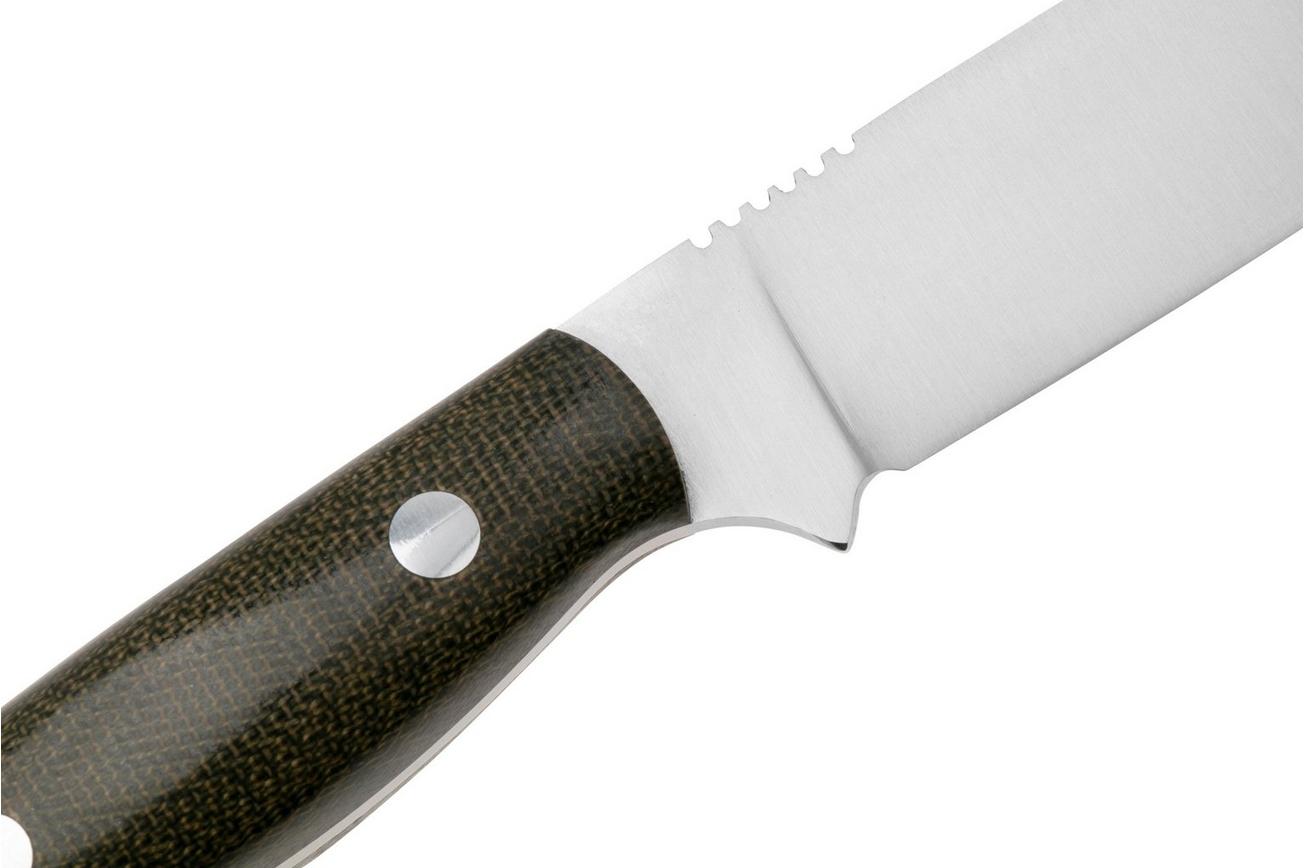 Bark River Bravo Necker II CPMS45VN Green Canvas Micarta, vaststaand mes