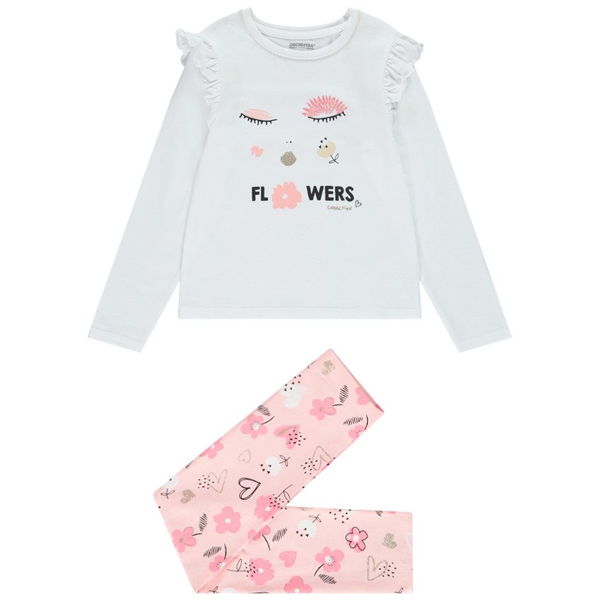 Pyjama 2 pièces fantaisie pour fille - Blanc