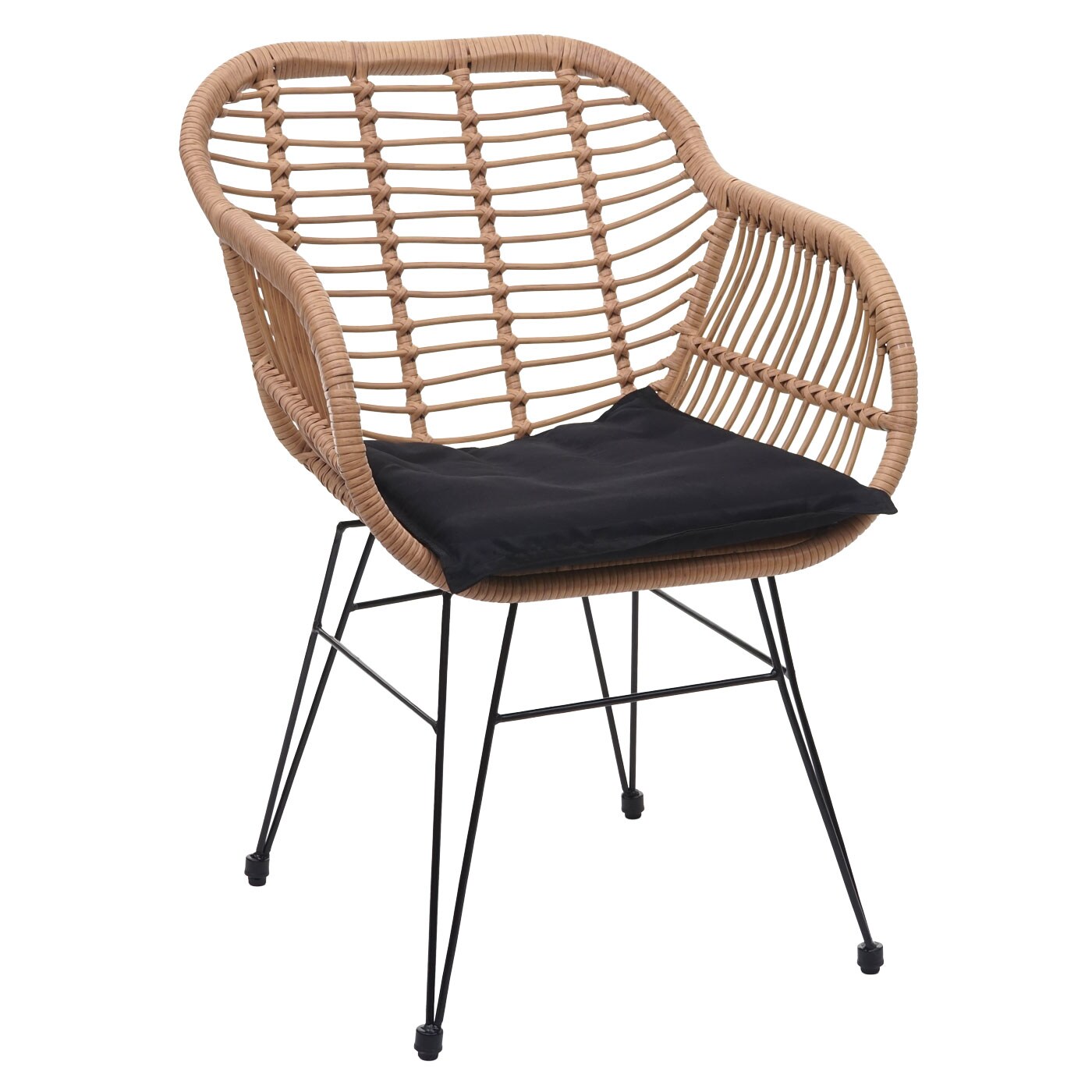Poly-Rattan Garnitur MCW-G17, Balkon-Set Gartengarnitur Sitzgruppe Stuhl, Seil ~ naturfarben, Kissen anthrazit