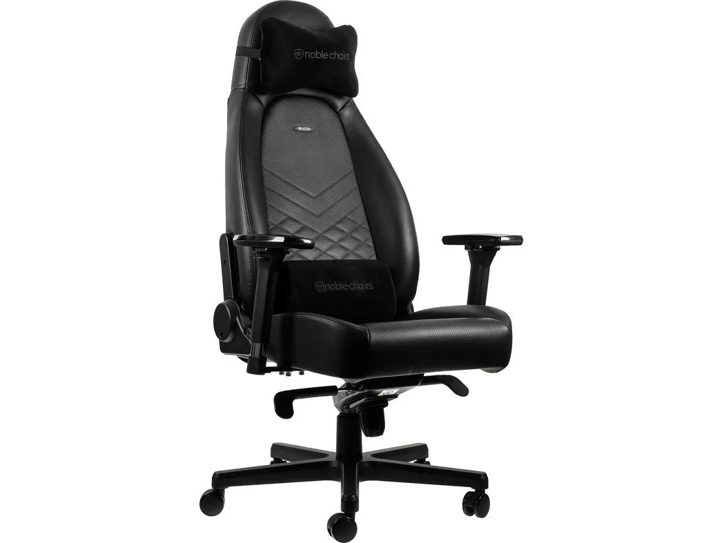 noblechairs Icon, Polstret sæde og ryglæn, Sort, Kunstigt læder, Polyurethan (PU)