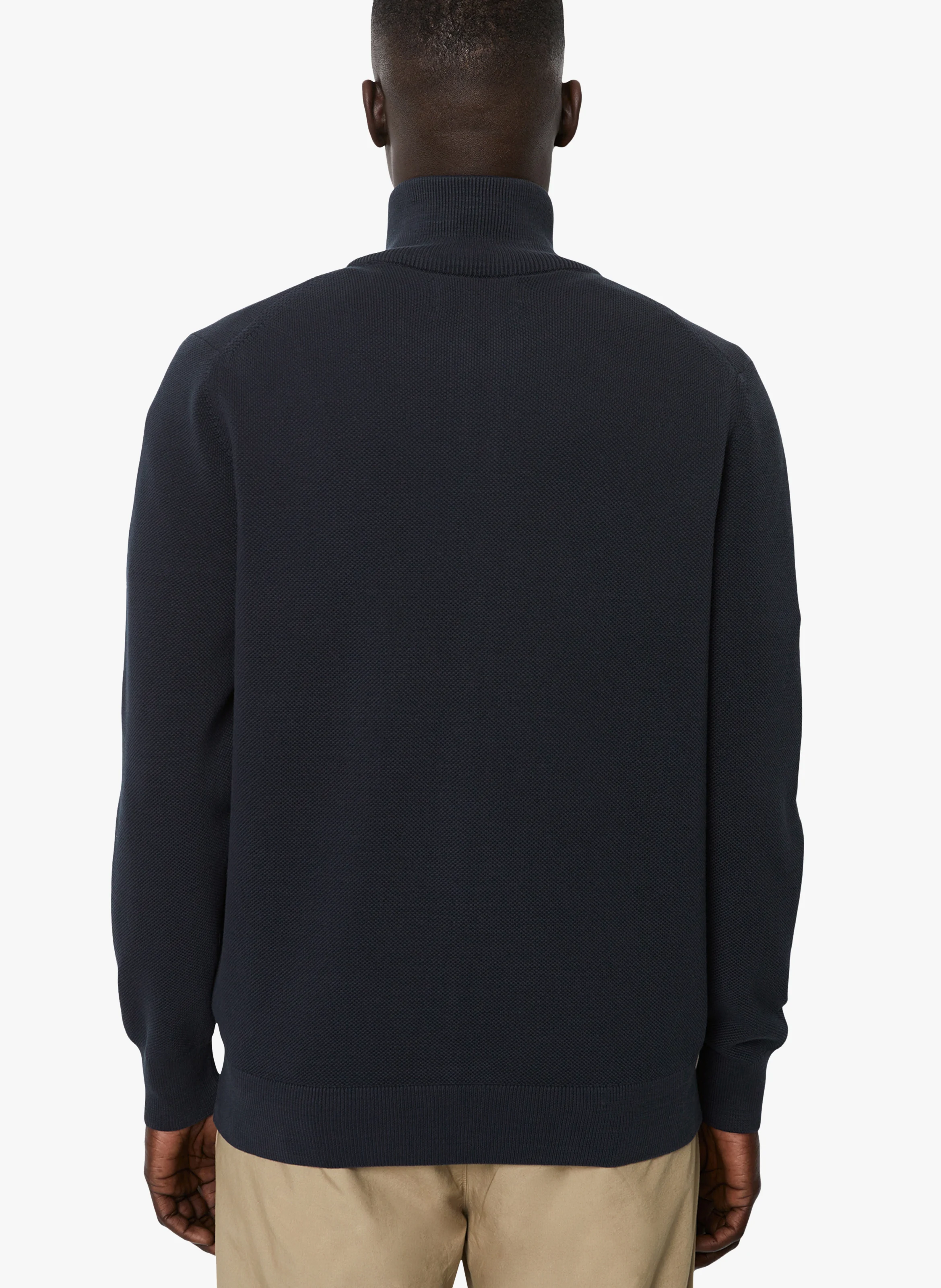 Gilet droit col montant en coton bio | Bleu