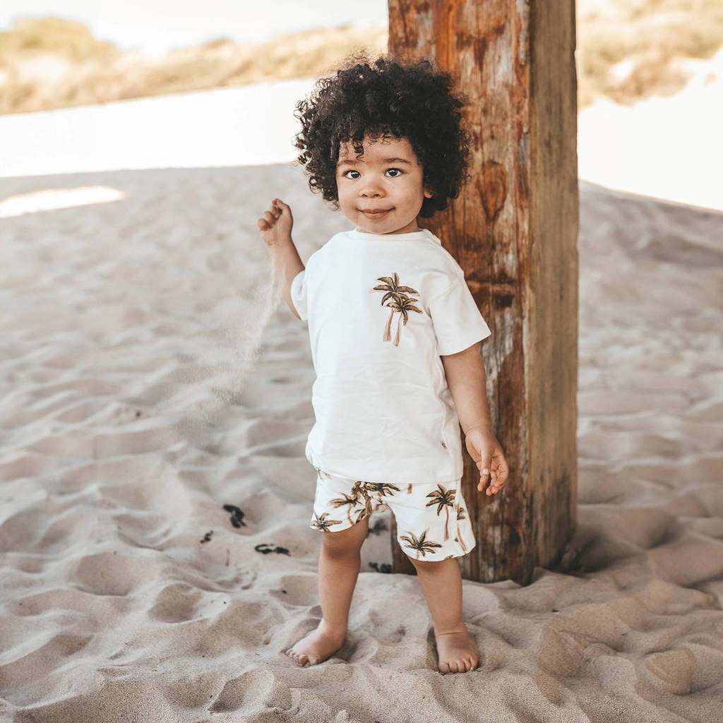 Your Wishes sweatshort Ross met all over print offwhite/groen
