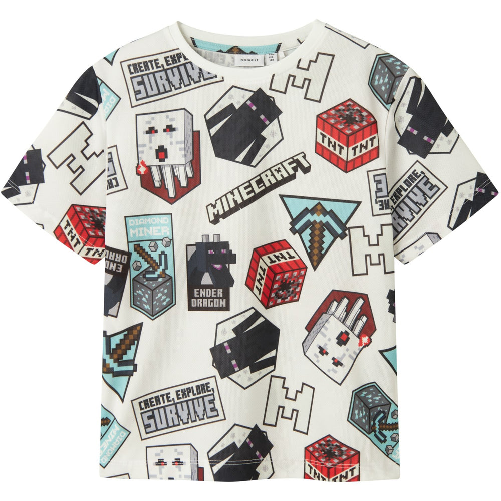 Køb Name It Bright White Map Minecraft Regular Poly T-Shirt