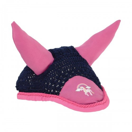 Pequeno Unicórnio Apanhador de Moscas para Cavalos, Azul Marinho/Rosa