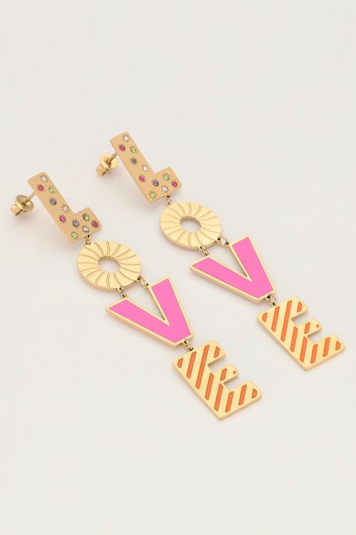 Candy oorbellen love roze