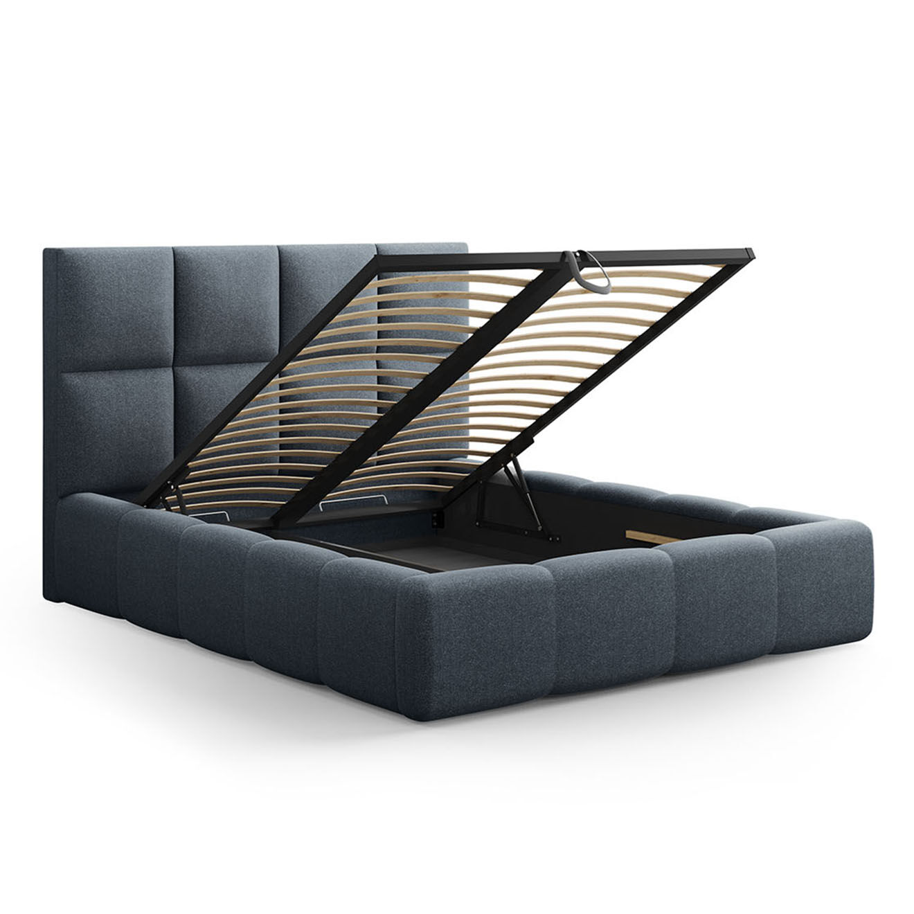 Maison Héritage Lit avec coffre de rangement Isa bleu foncé - 230x205x125 cm