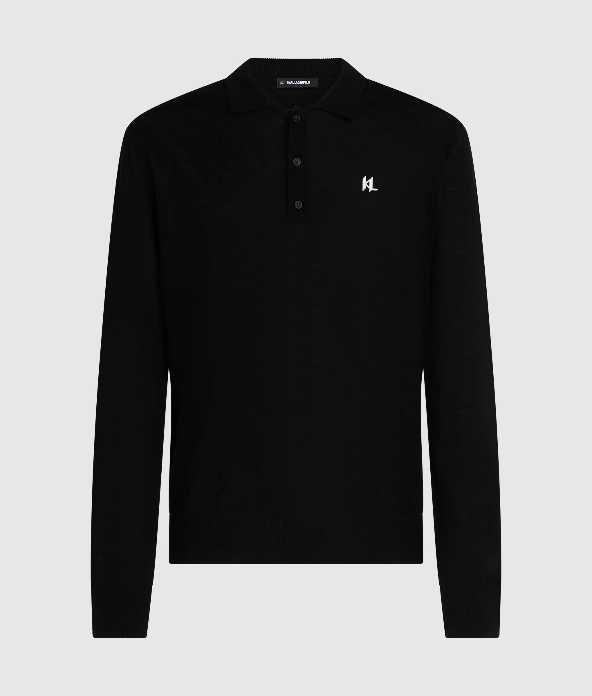Merinoswol polo met lange mouwen