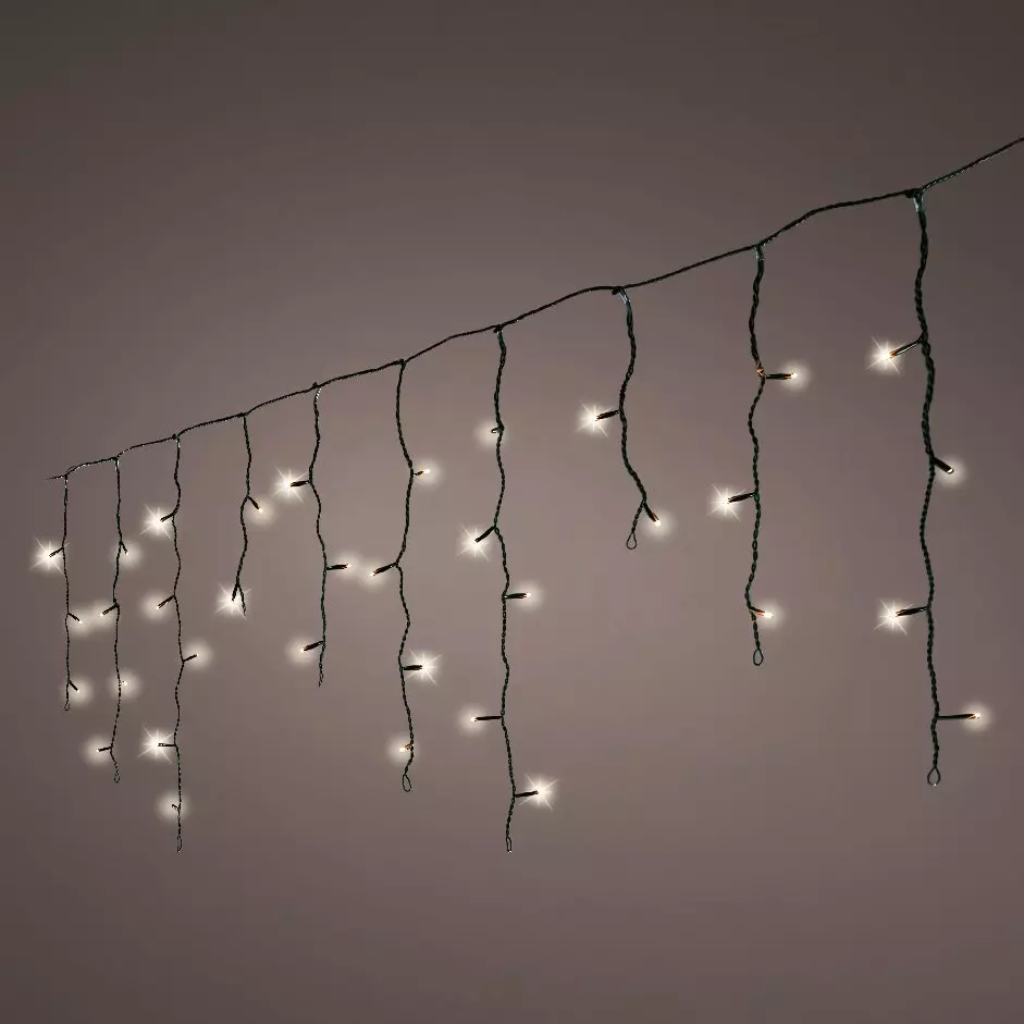 Stalactite lumineuse 7,50 m 175 LED câble noir Blanc chaud