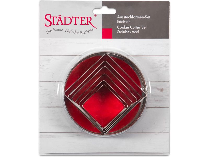 Städter Guetzli-Ausstecher Quadrat Quadrat, 6-teiliges Set Ausstecherformen