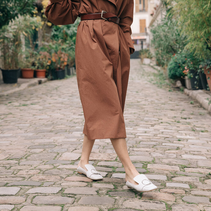 Mocassins à boucle  en cuir blanc