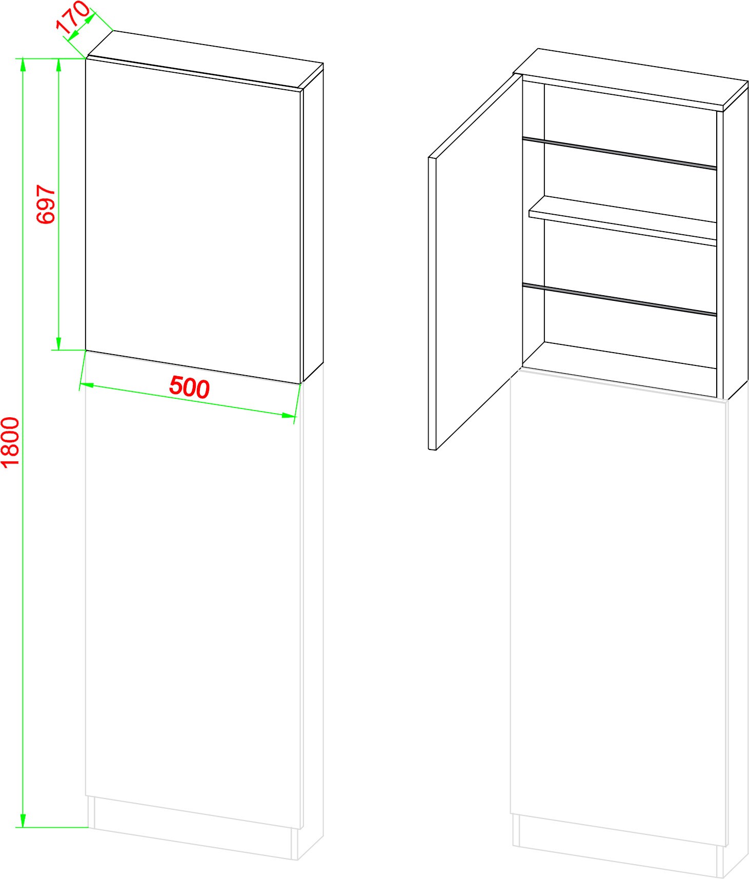 VCM Holz Schuhschrank Schuhkommode Schuhregal Schuhständer Fulisa XL Spiegel