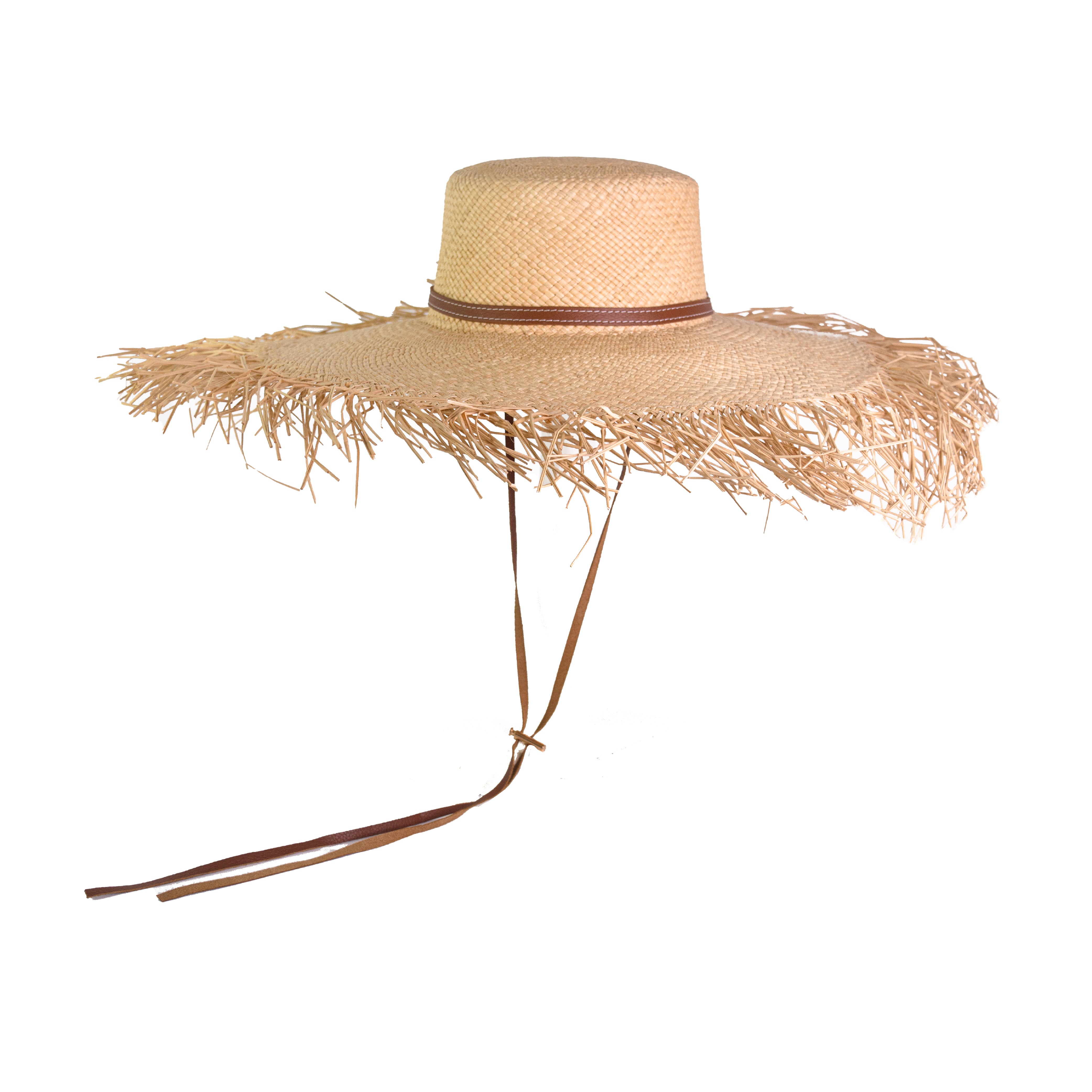 Chapeau de plage hippie extra effiloché à long bord