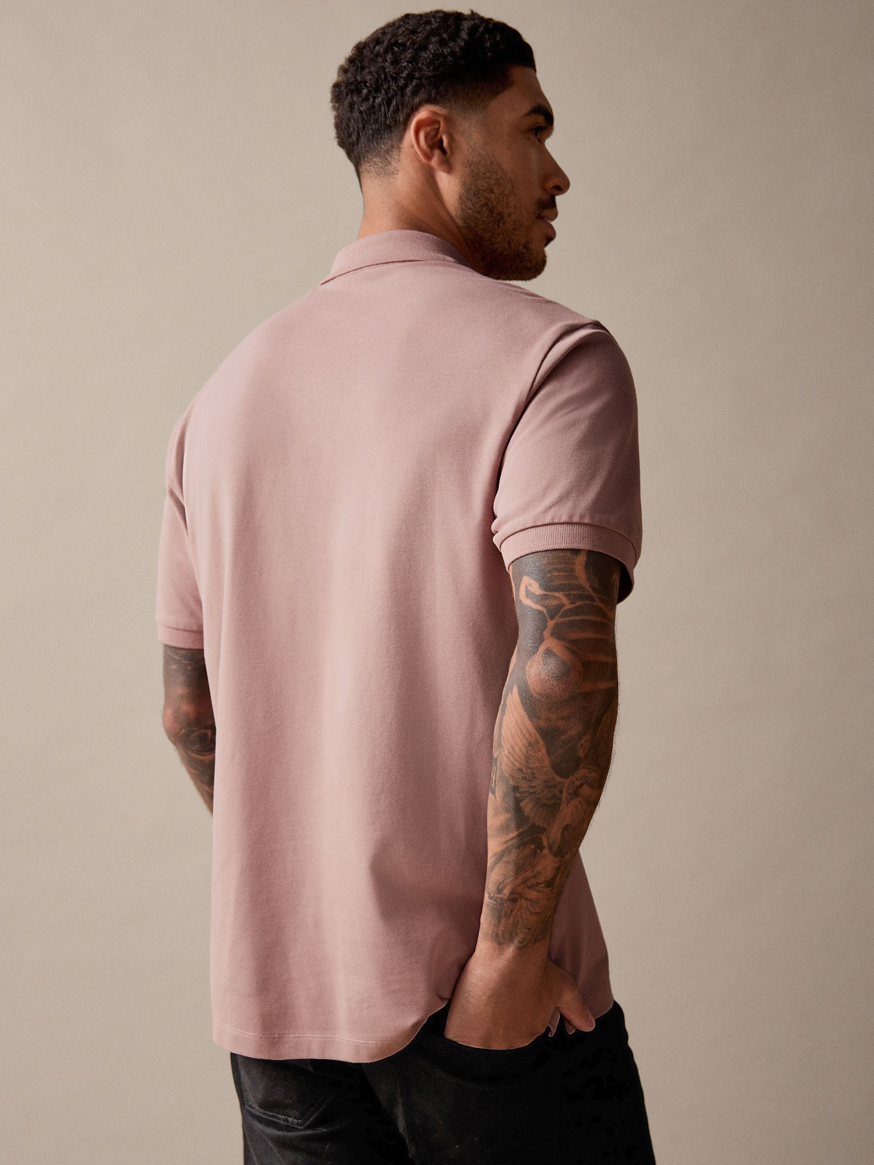 Oudroze - Normale Pasvorm - Long-Sleeve Pique Polo Shirt