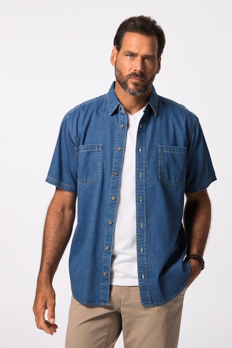Denimhemd, Denim, Halbarm , Modern Fit Passform, Kent Kragen, bis Gr. 8XL