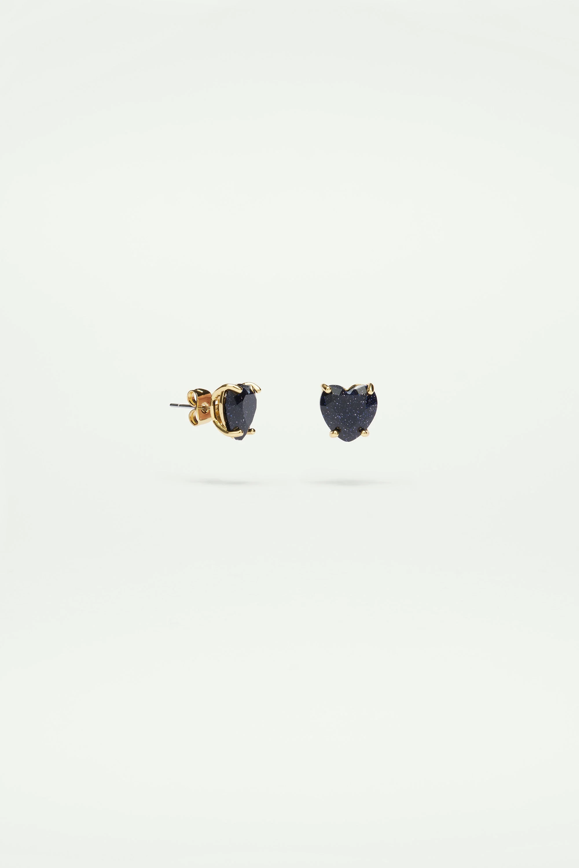 Boucles d'oreilles pierre cœur la diamantine bleu nuit pailleté | Bleu
