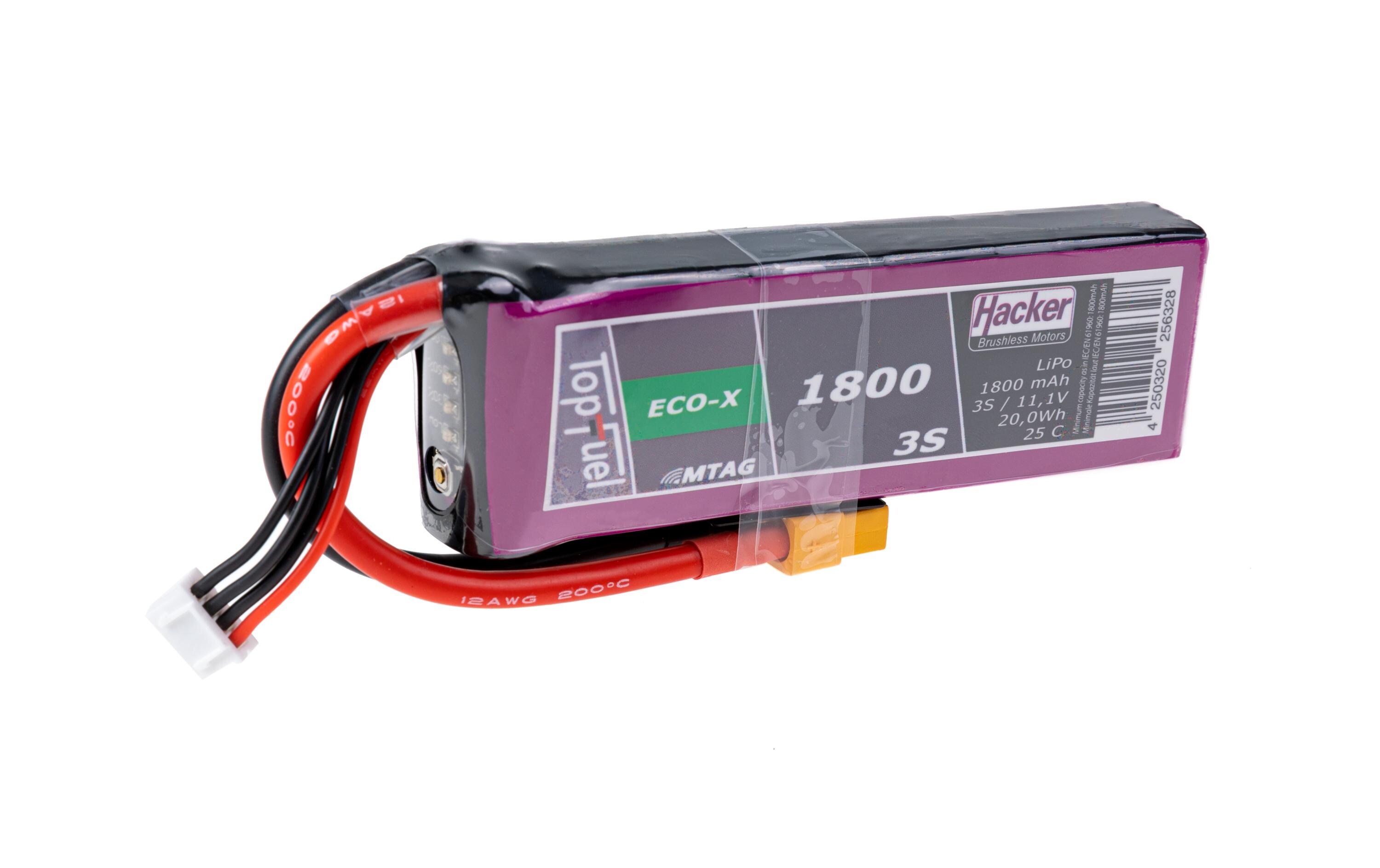 RC-Akku LiPo 1800 mAh 11.1 V 25C TopFuel ECO-X MTAG3S LiPo Akku für Flugmodelle