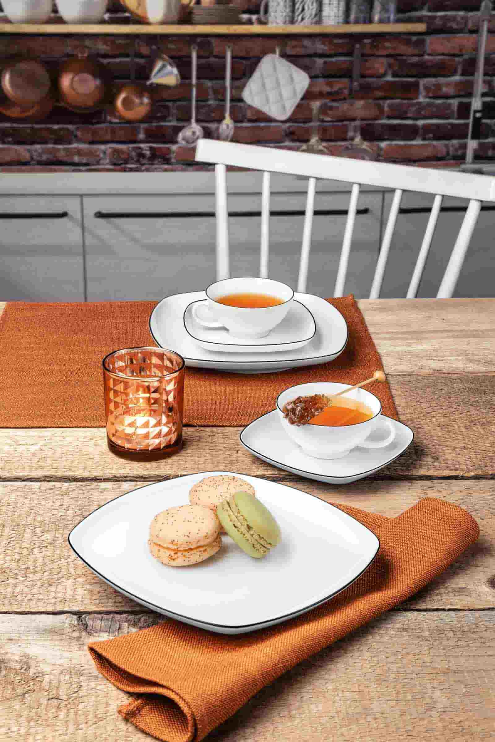 Seltmann Weiden Kaffeeservice eckig Lido Black Line 18er Set