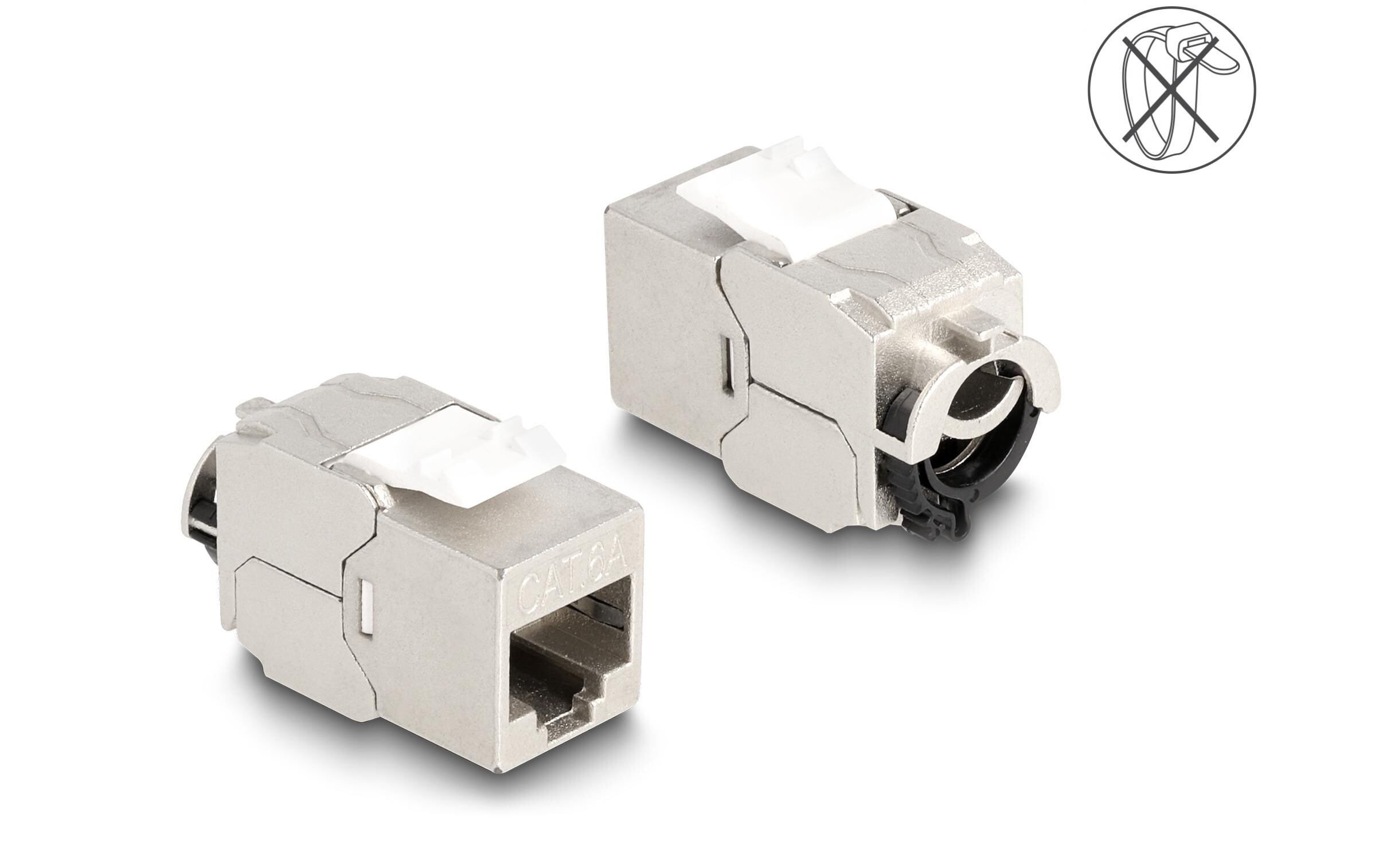 Keystone-Modul RJ45 zu LSA Cat.6A STPDelock Keystone Modul RJ45 Buchse zu LSA Cat.6A STP mit Verschlussclip und kabelbinderfrei