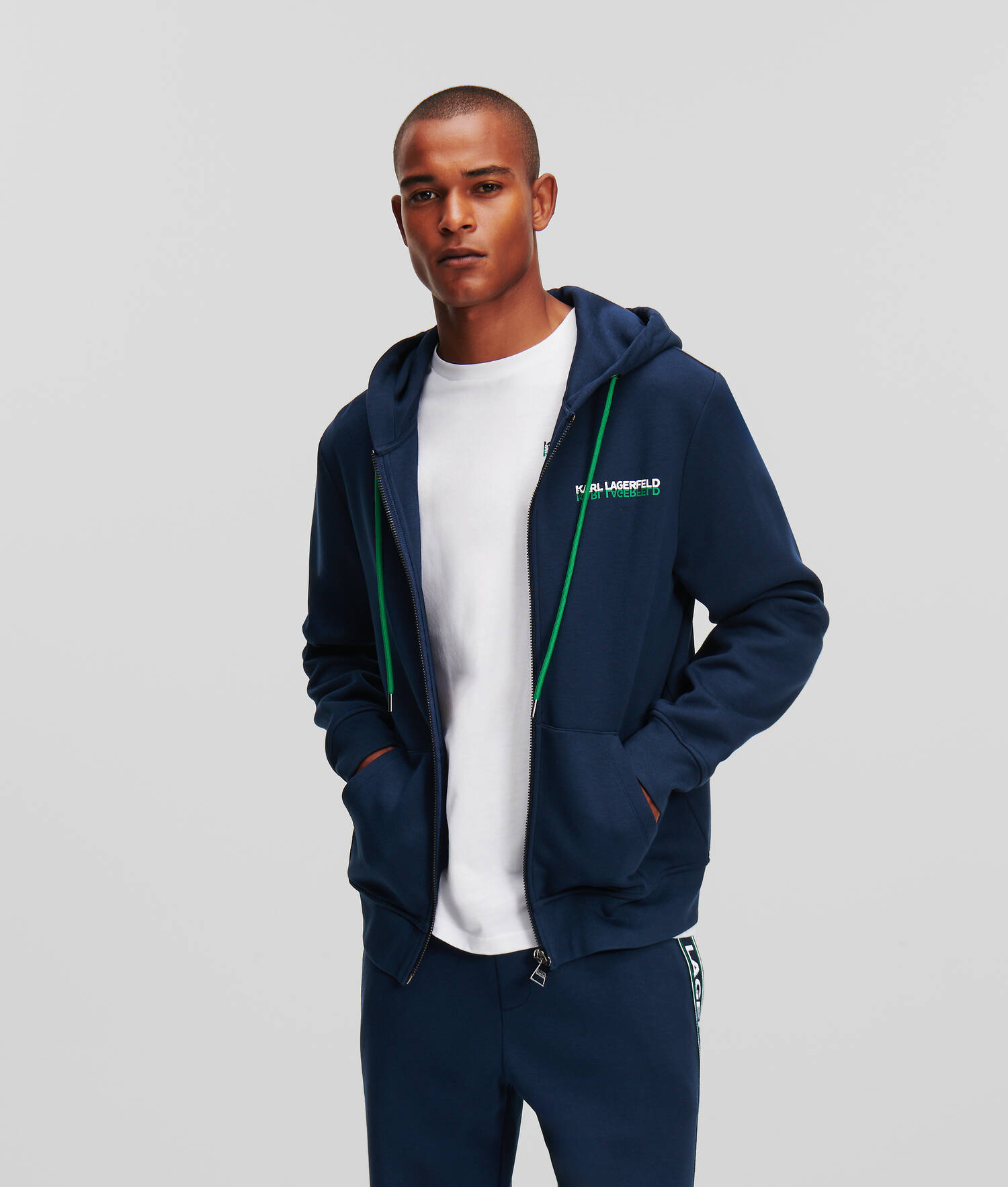 SWEAT À CAPUCHE ZIPPÉ AVEC GALON À LOGO KARL