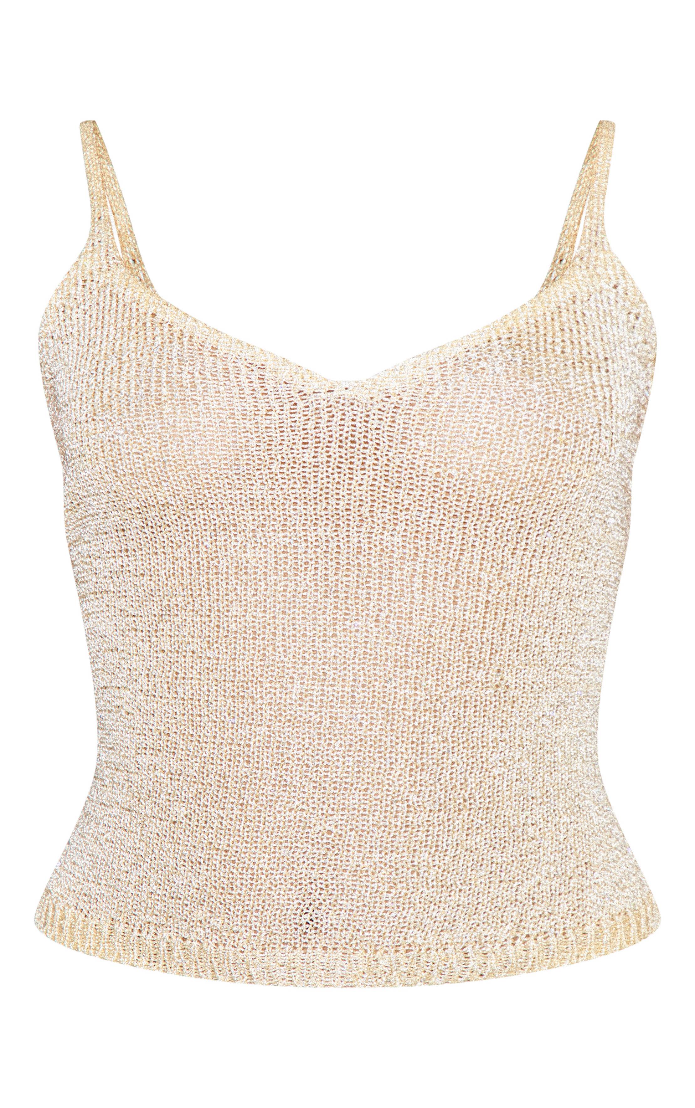 Citron Top Caraco En Maille À Sequins