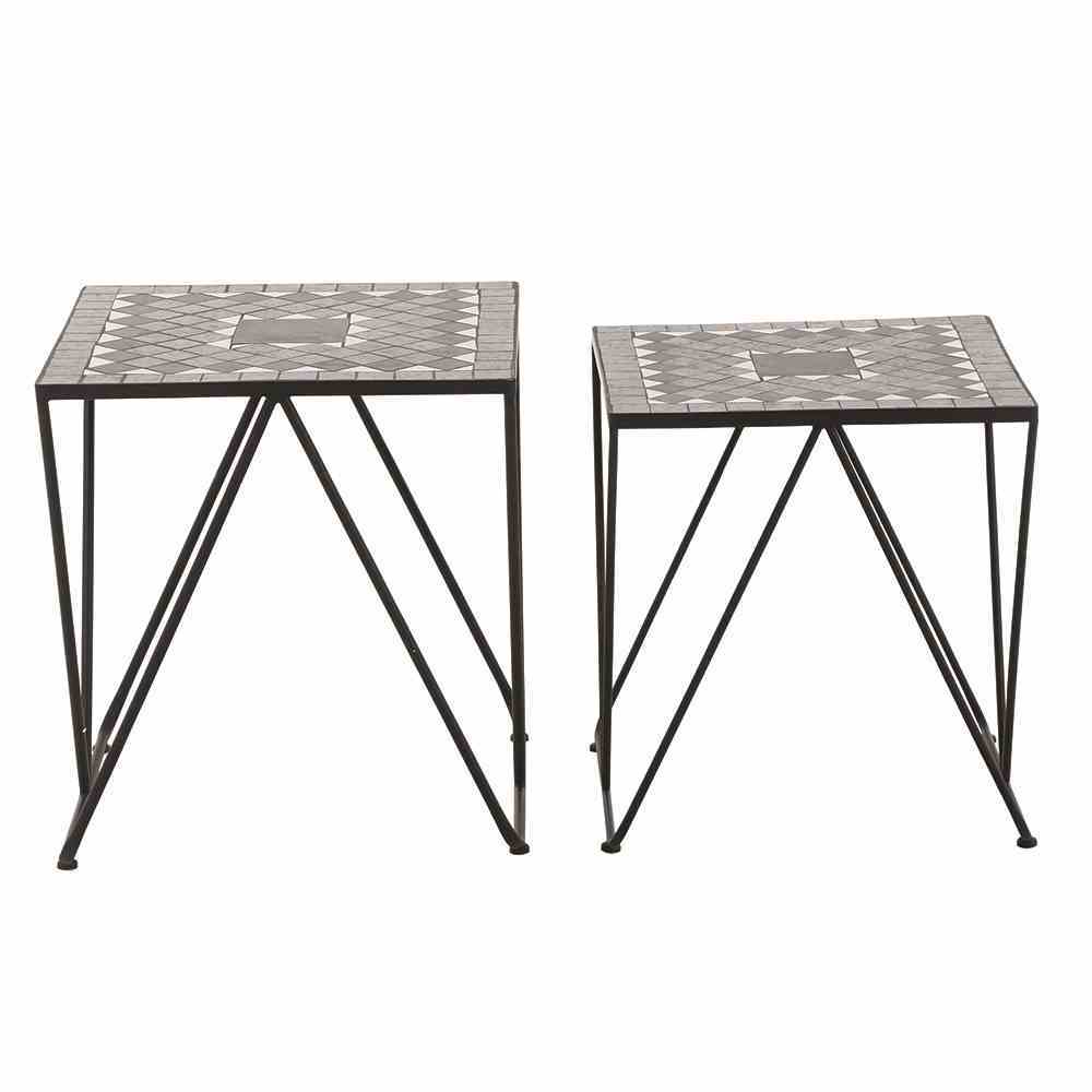 2-teiliges Tischset COMO - matt schwarz - Mosaikoptik
