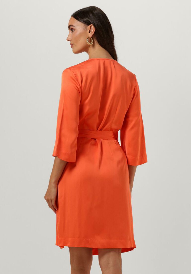 SELECTED FEMME oranje selected femme mini jurk slffranziska 3/4 short satin wrap dress