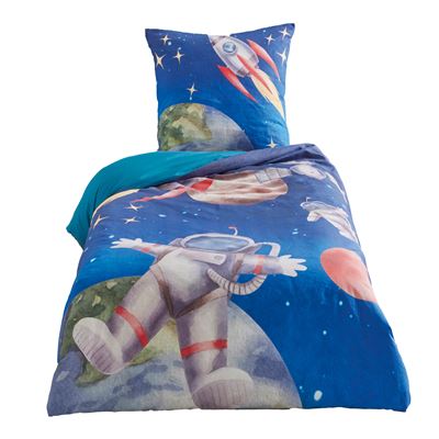 Linge de lit enfant percale astronaute