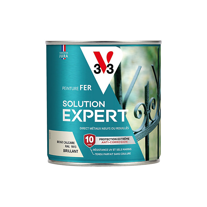 Peinture extérieure fer Solution expert beige calcaire brillant V33 500ml