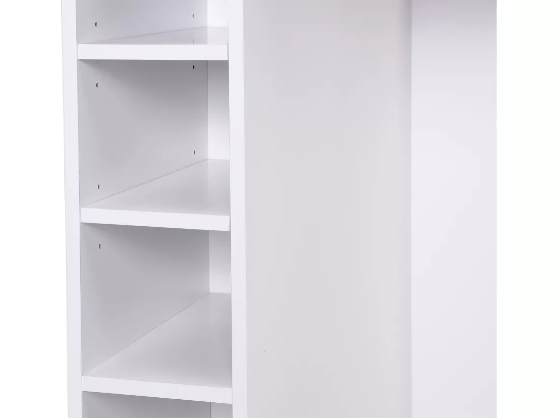 Ilot central de cuisine avec 6 tiroirs et 4 niches en MDF - Naturel clair et Blanc - POMARELA