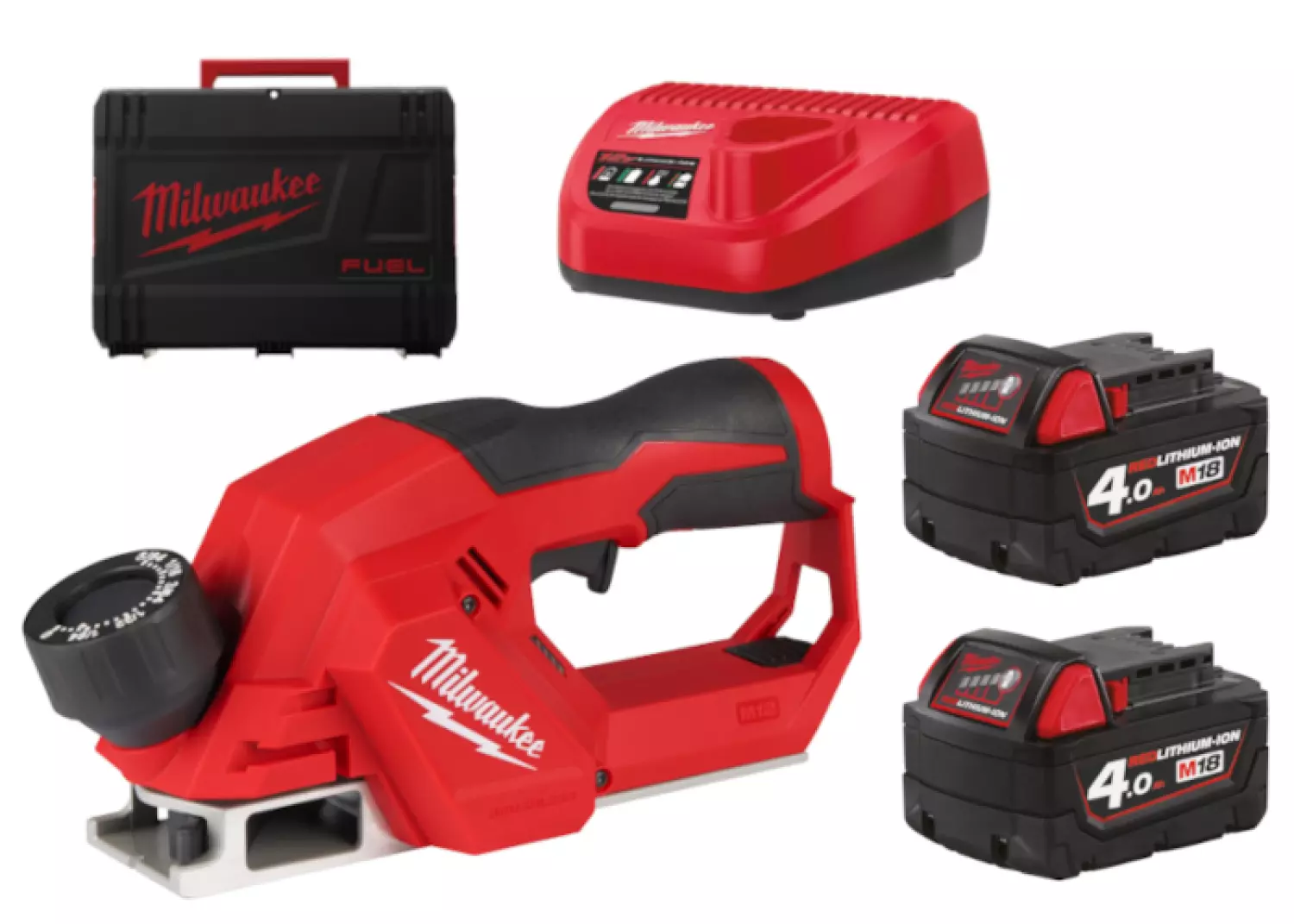 Milwaukee M12 BLP-402X koolborstelloze schaafmachine (2x 4.0 Ah Accu) in HD box - 12V