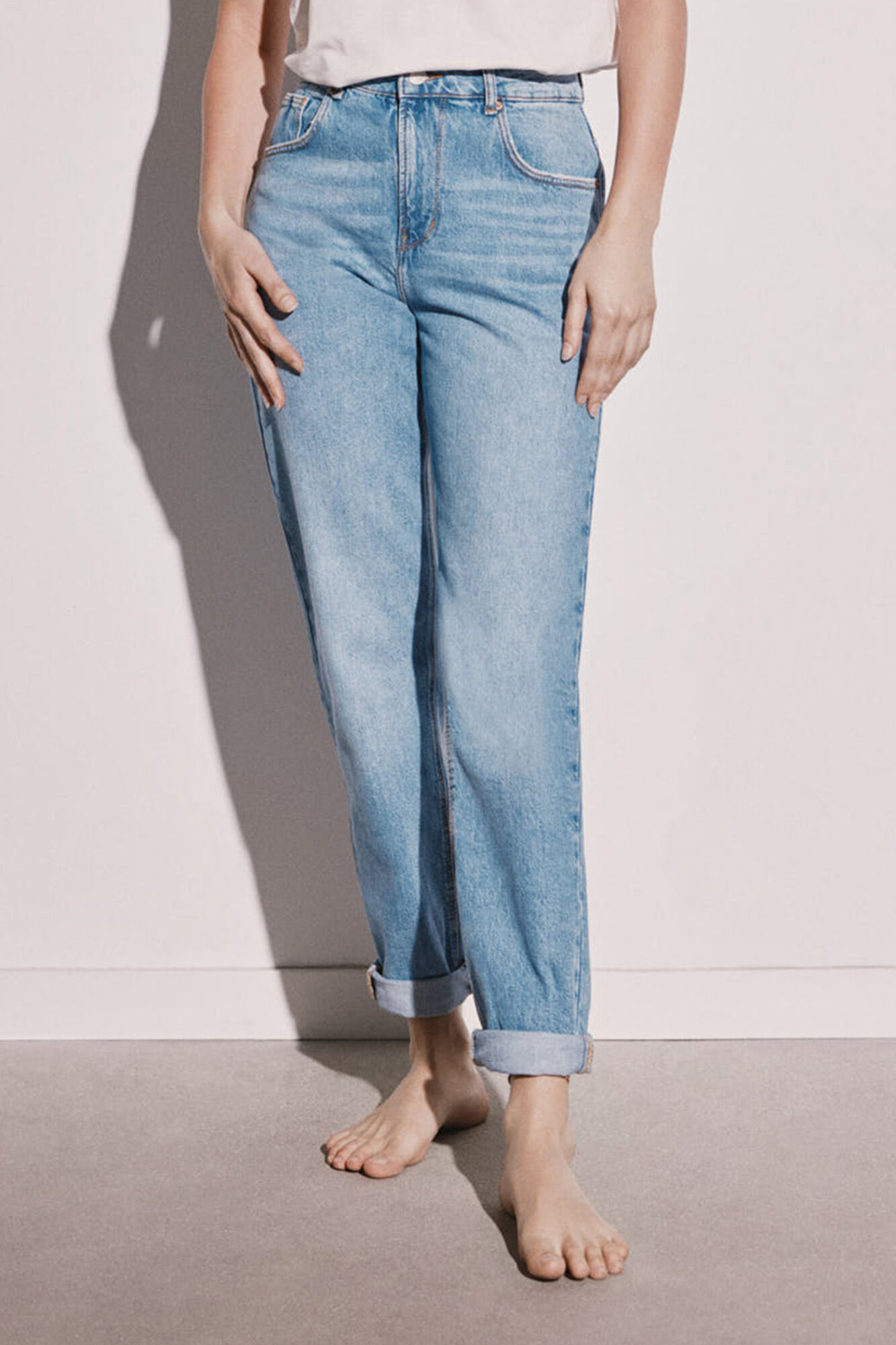 Calça jeans Mom de algodão