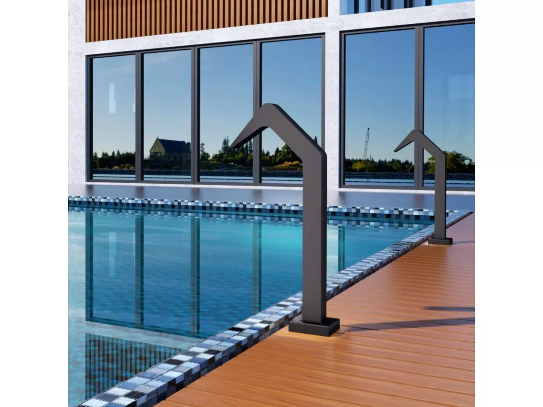 Cascade de piscine Niagara en Acier Inox.S316 Noir Mat - Corps 60x55mm - H.54cm - Garantie 10 ans - POOL IMEX
