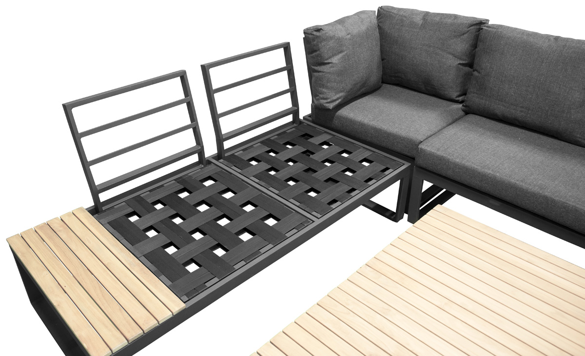 Loungeset Arvin - 2 delig - met zitkussens Donkergrijs