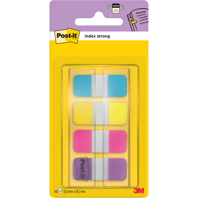 Post-it Index Marker Strong, 15.8 x 38.1 mm, 4 x 10 Blatt