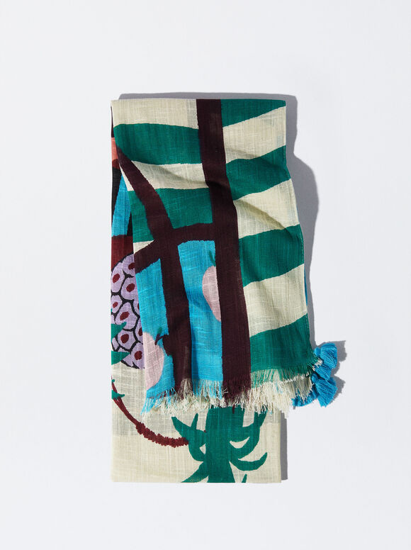 Pareô de algodão estampado - Multicor