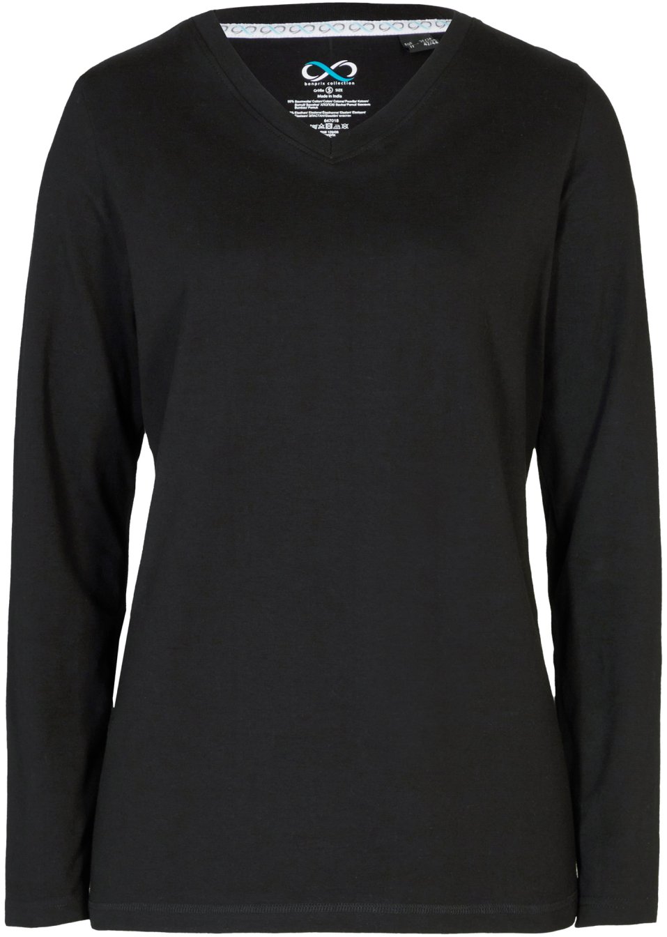 T-shirt manches longues avec col en V, sans couture Essential