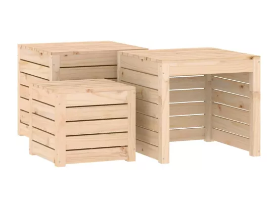 Ensemble de boîtes de jardin 3 pcs bois de pin massif