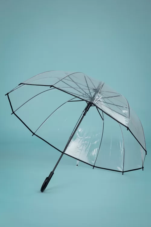 So Rainy Transparante koepelparaplu in zwart